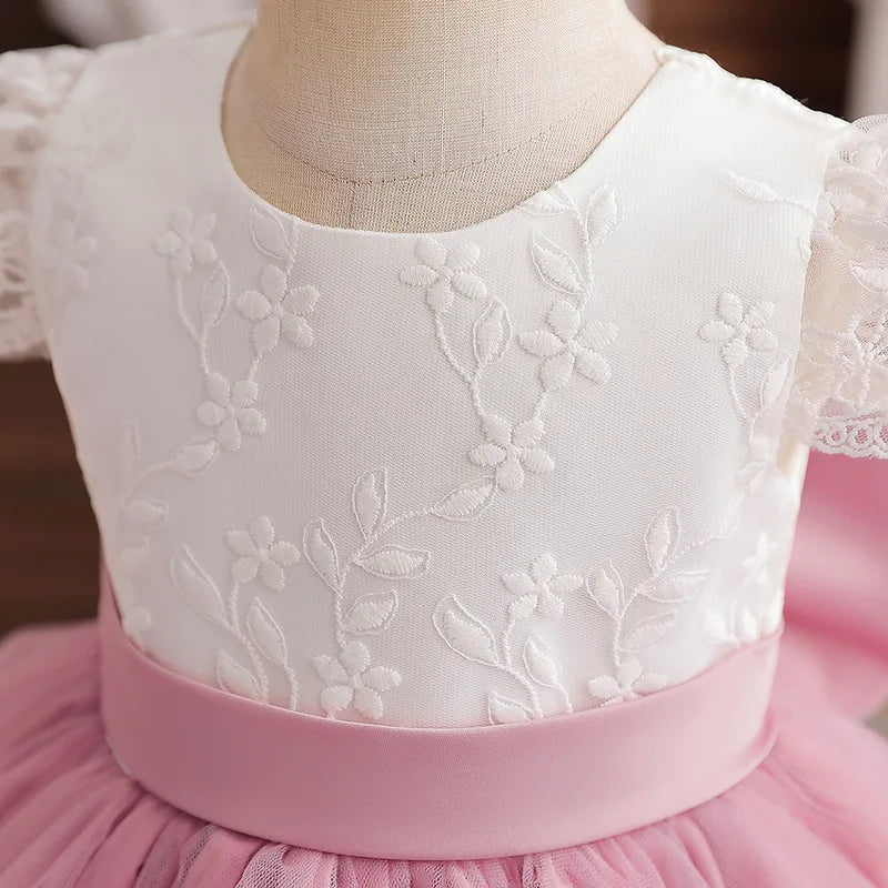 Robe formelle en satin & dentelle – Pour nourrissons et petites filles (0 à 3 ans)
