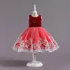 Robe en satin et dentelle à sequins, pour filles de 2 à 12 ans – Idéale pour fêtes et cérémonies