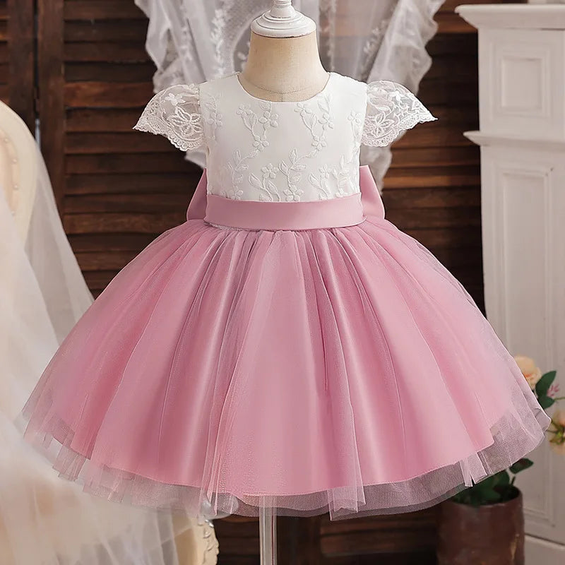 Robe formelle en satin & dentelle – Pour nourrissons et petites filles (0 à 3 ans)