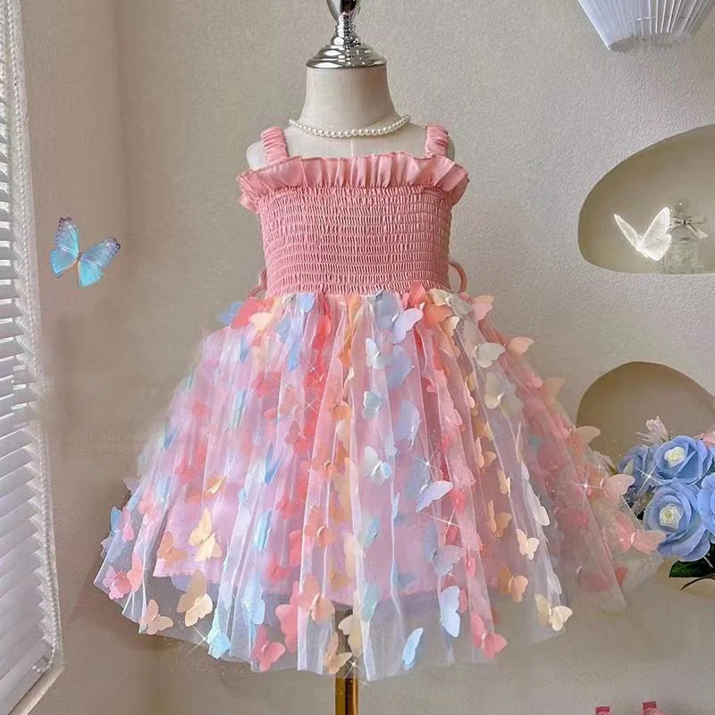 Robes de soirée d'anniversaire pour petites filles, vêtements d'été avec ailes de papillon, Costume coloré et doux pour enfants en bas âge, nouvelle collection