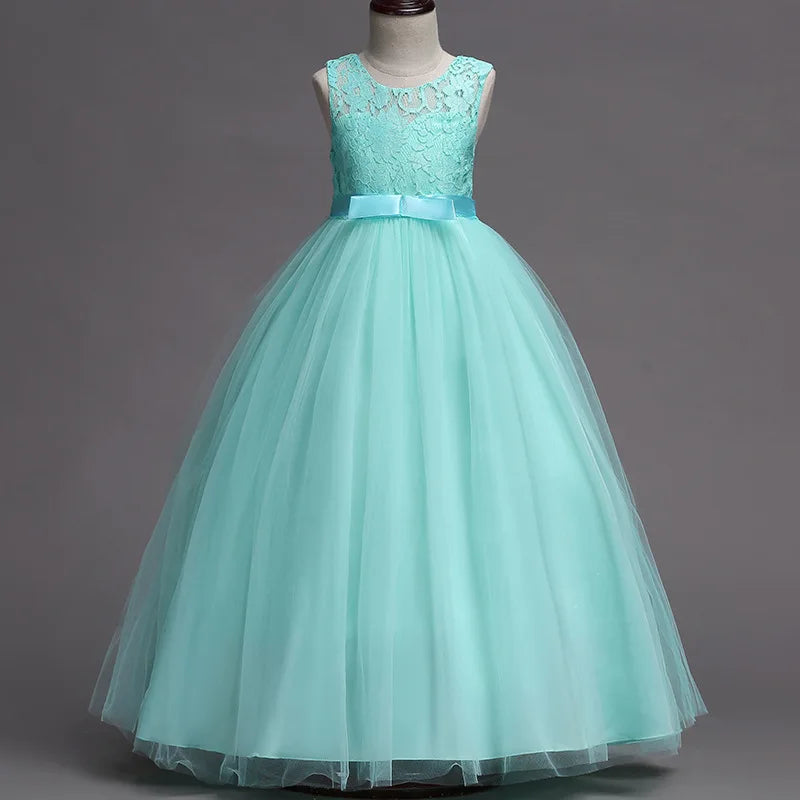 Robe Longue de Princesse en Dentelle – Fille 4 à 15 ans Élégante, fleurie et idéale pour soirées, mariages, galas ou bal de fin d’année