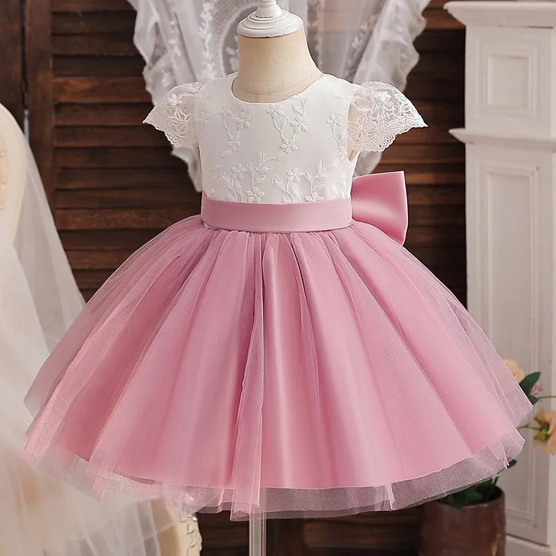 Robe formelle en satin & dentelle – Pour nourrissons et petites filles (0 à 3 ans)