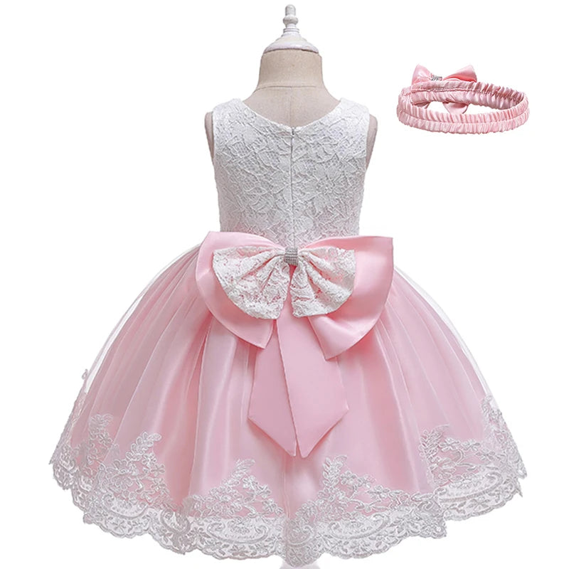 Robe Tutu à Fleurs en Dentelle pour Fille de 1 à 10 ans, Tenue de Princesse Éducative pour ixd'Anniversaire et Mariage