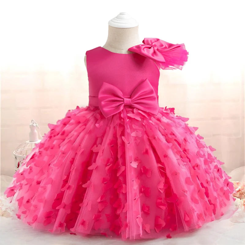 Robes de soirée à paillettes pour bébés filles, robe de princesse avec nœud pour baptême, mariage, anniversaire de 1 an, robe de demoiselle d'honneur en Tulle