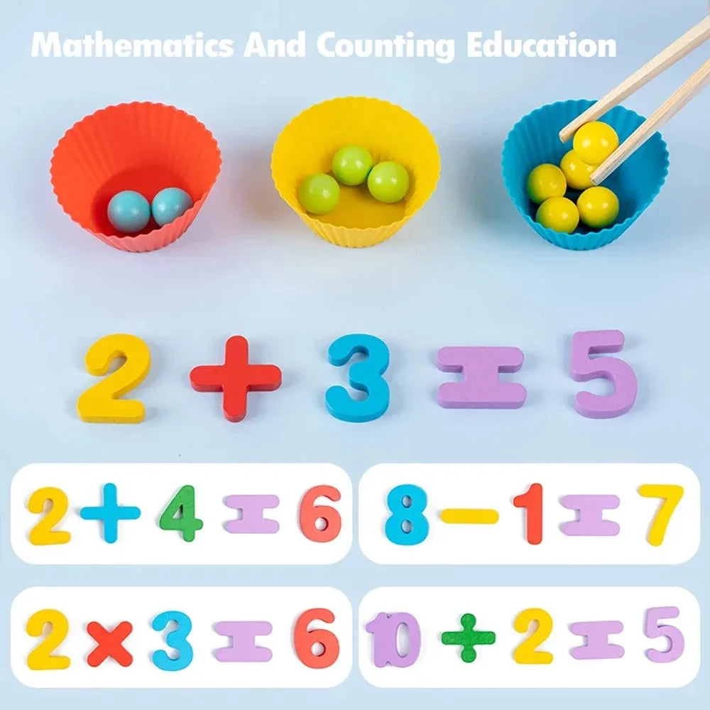 Montessori matemática contagem classificação brinquedo clip contas jogos de correspondência habilidades motoras finas número co