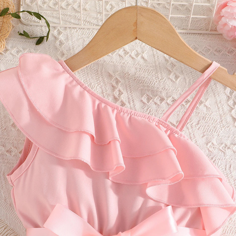 Robe Fille Été Style Anglais – A-ligne, Épaules Dénudées & Bretelles