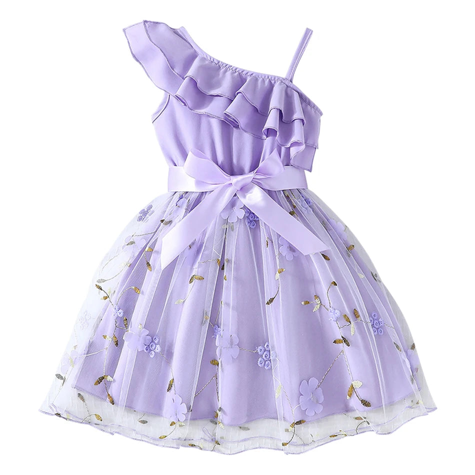 Robe Fille Été Style Anglais – A-ligne, Épaules Dénudées & Bretelles