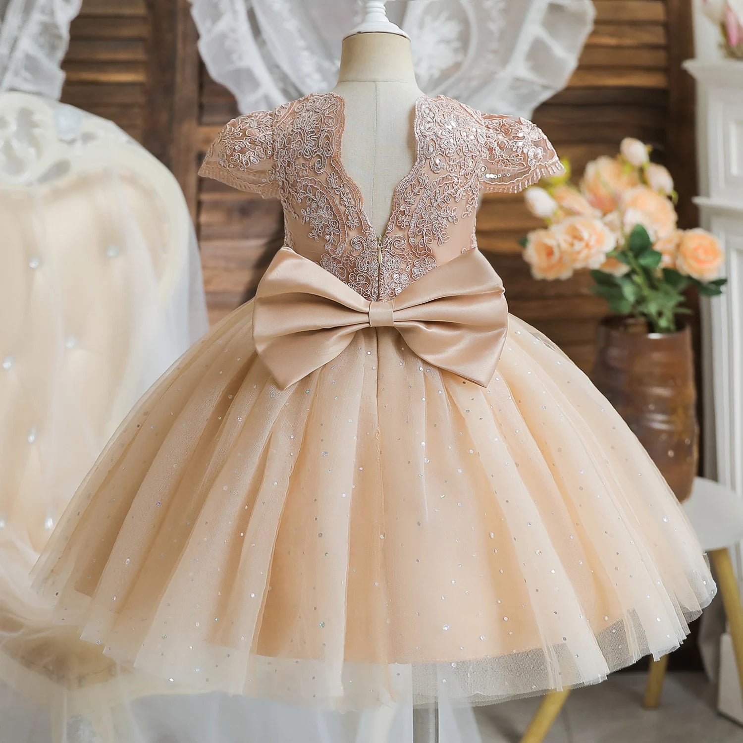 Robe de Princesse Vintage en Dentelle – Fille