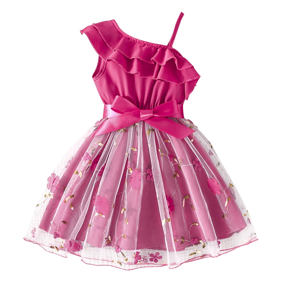 Robe Fille Été Style Anglais – A-ligne, Épaules Dénudées & Bretelles
