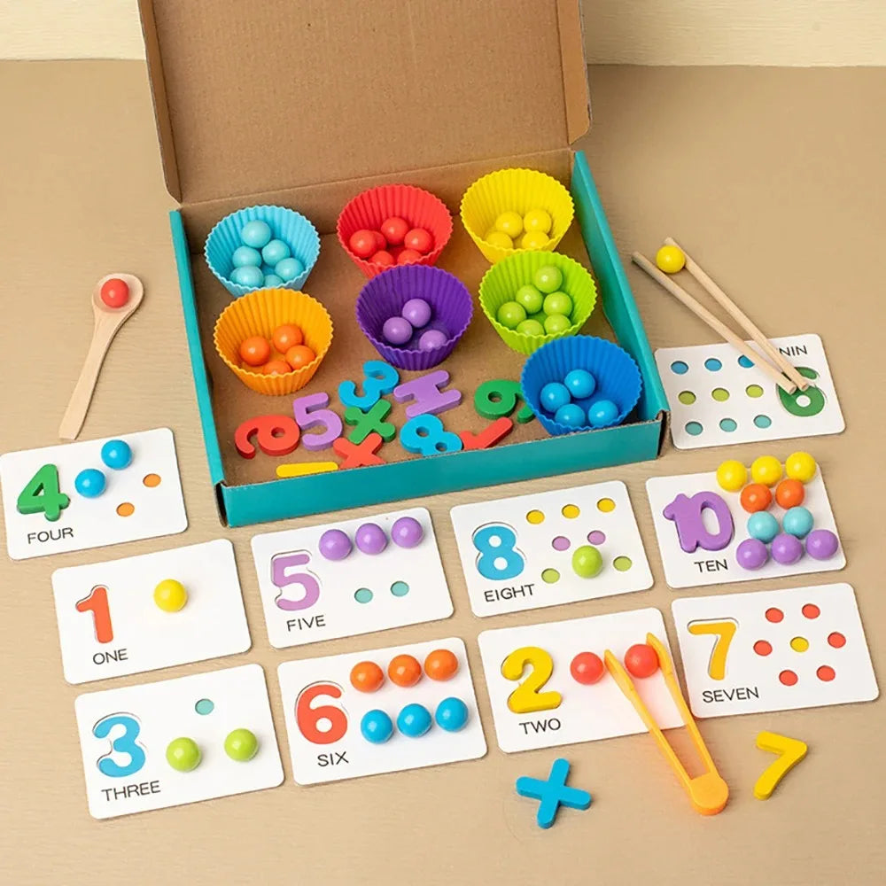 Montessori matemática contagem classificação brinquedo clip contas jogos de correspondência habilidades motoras finas número co