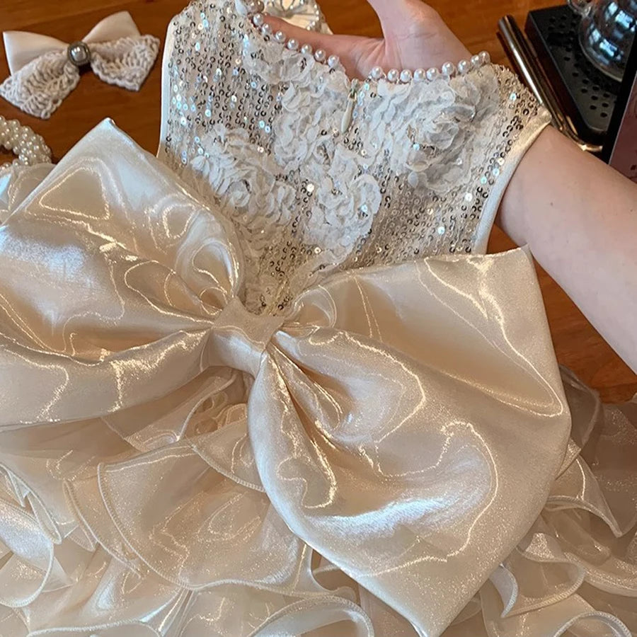 Robe Tutu Bébé Fille – Gros Nœud & Tulle