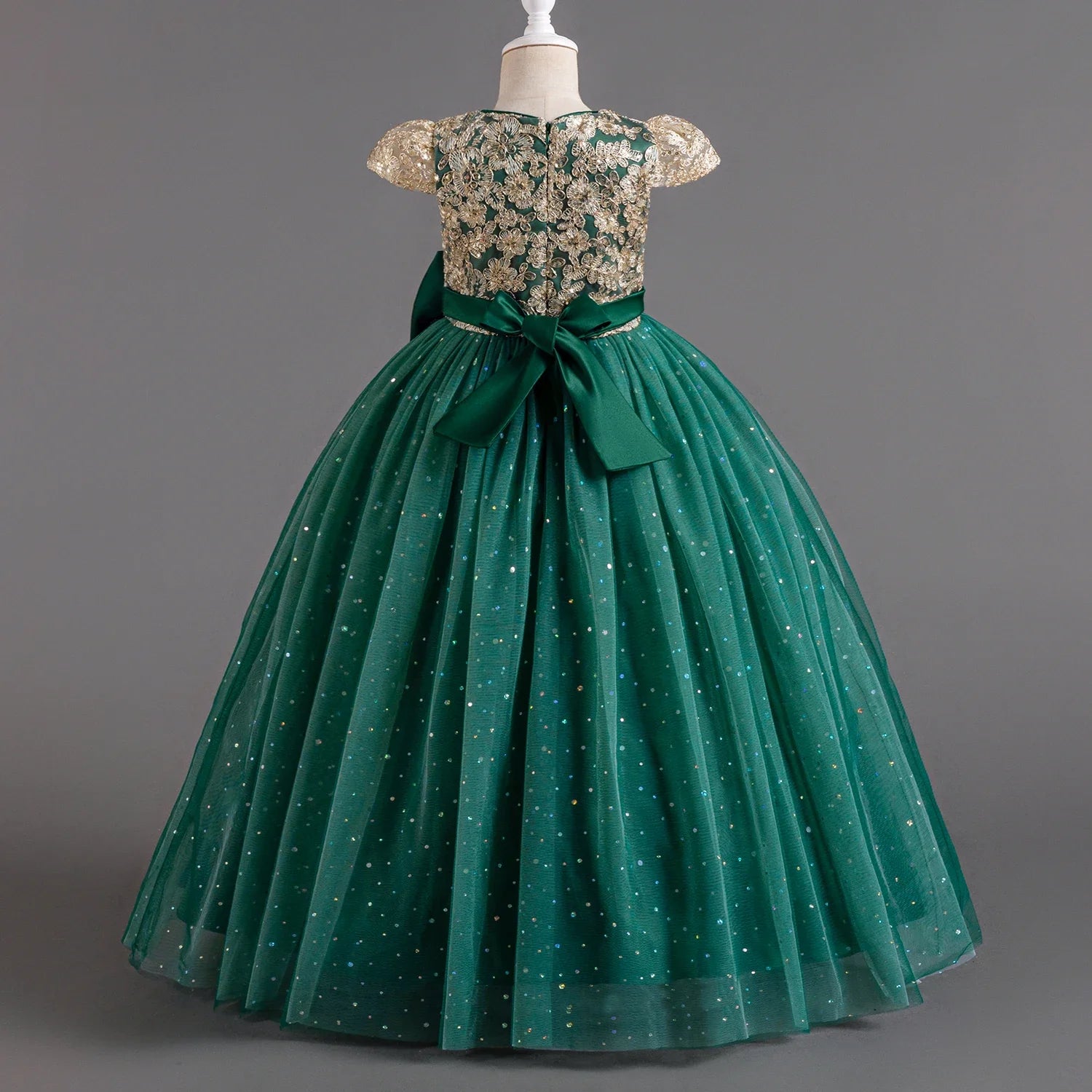 Robe longue à paillettes, élégante et fleurie – de 7 à 12 ans